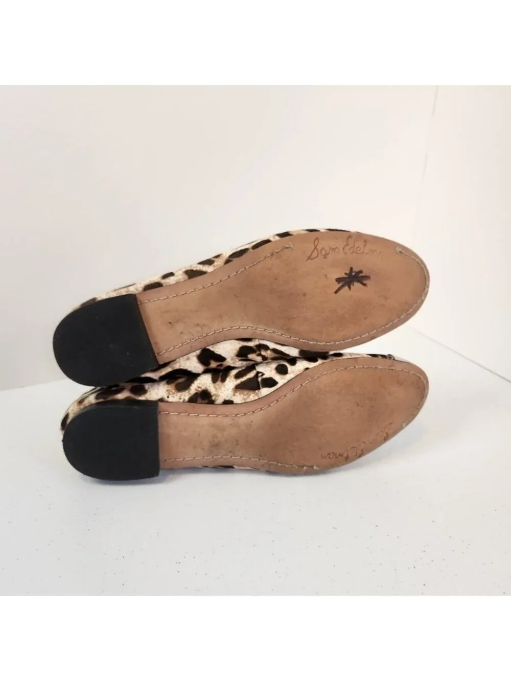 Sam Edelman Aster Womens Shoes Size 9.5 M Calf Hair Leopard Silver Flats Leather